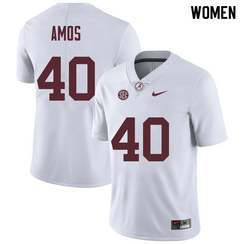 Alabama Crimson Tide Women's Giles Amos #40 White NCAA Nike Authentic Stitched College Football Jersey KM16S45HX